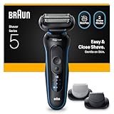 Braun Series 5 Elektrorasierer Herren, Rasierapparat mit 50 Min. Akkulaufzeit, +2 Aufsätze, Kabelloser Nass- und Trockenrasierer für Männer, Made in Germany, Wasserdicht, 52-B1650s, Blau