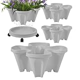 Erdbeer-Pflanzgefäß, stapelbar, Gartenturm, Halter mit abnehmbaren Tablett-Rollen, vertikale Blumentöpfe für Balkon, Terrasse, Zuhause, Sukkulenten,