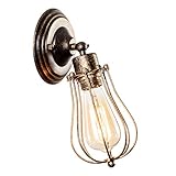 Industrieller Wandleuchter Vintage Beleuchtung Verstellbare Wandlampe Rustikaler Draht Metall Käfig Wandleuchte Edison Stil Antike Leuchte Verandaleuchte (ohne Glühbirne) (Bronze)