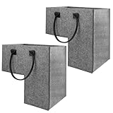 2 Stück Treppenkorb Stufenkorb, Treppentasche Grau Treppenkorb mit Griff Treppen Organizer Faltbarer Filzstoff Treppenkörbe für Aufbewahrung Haushaltsgegenstände Wäsche