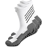 HIKERHEAVENLAR Weiß Antirutsch Fußballsocken Herren Rutschfest Gripsocken Fussball Baumwolle Damen Pilates Gripy Sport Socken Basketball Tennis Lauf Radfahren Joggen größe 43-49 Weißgrau L 3P