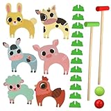 EXHUMKY 1 Satz Lustiges Tierkrocket Kind Krocketspielzeug mit Tiermotiven Bausatz Ball tierförmig Hammer Krocket-Spiel Tier-Krocket-Set Kick-Crocket-Spiel Krocket in Tierform hölzern