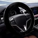 WENGONG Lenkradbezug Auto für Mitsubishi Space Star 2013-, Lenkradhülle Plüsch Winter Lenkradbezug Weich Bequem Steering Lenkradschoner für Auto Zubehör,Black