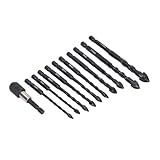 Haofy Hartmetall-Steinbohrer-Set, Kreuz-Design, Sechskantschaft-Bohrer für Beton, Glas, Ziegel, Fliesen, 11-teiliges Set, Reibungslose Spanentfernung für -Projekte