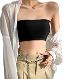 Trägerloser BH für Damen, bügellos, rutschfest, unsichtbar, trägerlos, Bralette-BH, nahtlos, gepolsterter Bandeau-BH, Geschenke, nahtlos, Bandeau-Oberteil, Schwarz , Einheitsgröße