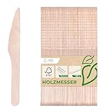 Love Nature Einwegbesteck Holzmesser 100 Stück - Holzbesteck Einweg - Party Besteck Einweg aus Birkenholz - Einwegmesser Umweltfreundlich