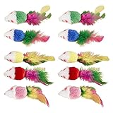 huihuay 10pcs Plüsch-Katzenspielzeug Buntes interaktives Mäuse-Maus-Spielzeug lustige Kätzchen-Haustier-Katze die Trainingsspiel spielt liefert Katzen-Maus-Spielzeug interaktiv