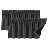 YCDZSW Scheibengardine,Verdunkelungsvorhänge, Küchengardinen, Modern Bistrogardine, 2er Set, Kurzer, Querbehang, für Kleine Fenster Wohnmobil Landhaus (Dunkelgrau,2er Pack)