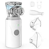 Inhalationsgerät, MILFECH Inhaliergeräte tragbar Vernebler Set Mit USB Wiederaufladbar, Einstellbarer Sprühnebel, Inhalator Verneblergerät mit Mundstück und 2 Maske (Weiß)