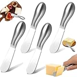 Brateuanoii Buttermesser Klein Set, Kleine Brot Creme Messer, Tafelmesser, Klein Edelstahl Dessertmesser, Marmeladenmesser, Butter-Käse-Spatel Für Butter, Marmelade, Käse, Sahne(13,3 cm, Silber)