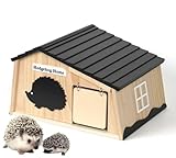 Igelhaus Holz mit Rattenklappe, Groß Igelhotel mit Boden und Schindeldach - Dekorative Hedgehog Home Unterschlupf für Igel oder Kleintiere, HxBxT: 24x39x31 cm