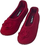 Japanwelt bacinas Hausballerinas Damen Dunkel-Rot - warme Ballerina Filz-Hausschuhe Schurwolle Wollwalk Filzsohle Größe 39