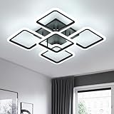 Comely 61W 7000LM LED Deckenleuchte, Schwarz Minimalistisches Design 5 Köpfe Quadratische Form LED Deckenlampe, Acryl Deckenbeleuchtung LED Modern für Schlafzimmer Wohnzimmer, Kaltes Weiß 6500K