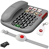 simvalley Communications Desktop-Telefon: Senioren-Notruf-Telefon, Funk-SOS-Taster, SOS-Armband, TAE-Adapter (Rentner-Telefon Festnetz, Schreibtisch-Festnetztelefon)