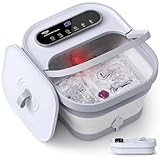 ALLJOY Fußbad Massagegerät Klappbarer Hitze Blase Fußsprudelbad für Fußschmerzlinderung Fussbadewanne 24 Temperaturregelung 6 Timer Massagerollen Rotes Licht Geschenk für Männer Frauen