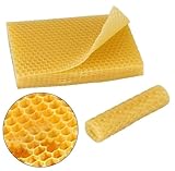 Menibeuty 15PCS Bienenwachs Kerzen Selber Machen, Bienenwachsplatten für Kerzen, 13 x 9cm Wachsplatten, Bienenwachs, Bienenwachskerzen für Handgemachte, Eltern Kind Bastelaktion