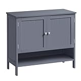 VASAGLE Schuhschrank, Schuhregal, Schuhaufbewahrung, moderner Landhausstil, freistehender Schrank mit höhenverstellbaren Ablagen, 35 x 80 x 70 cm, Eingangsbereich, schiefergrau LBC044G01
