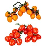 GMMH Deko Cherry Tomaten im Bund Kunstobst Kunstgemüse Künstliches Obst Gemüse Dekoration, Realistische Kirschtomaten Faux (2er Set)