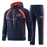W JIANWANG Trainingsanzug Herren Fußball Traningsanzuganzug Sportanzug Freizeitanzug Sport Jogging Anzug Für Männer Trainingsanzüge Fussball Laufanzug Jogginganzug Set Dunkelblau JW-214-M
