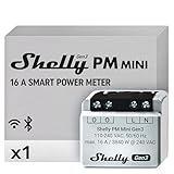 Shelly PM Mini Gen3 - WLAN Smarter Stromzähler, 1 Kanal, 16A, kein Relaisschalter, Leistungsmessung, Echtzeit-Energiezähler, kein Hub Erforderlich, Alexa & Google Home, Hausautomation