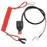 ANCLLO Notausschalter Quickstop für Außenborder 12V Universal Motorrad Außenborder Rasenmäher Schalter Schlüssel Notmotor Stopper mit Kabel für Außenbordmotoren, ATV, Boot, Fahrrad
