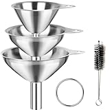 Edelstahl Trichter Set,3 Stück Mini Trichter Küche Mit Griff und Reinigungsbürste, vielseitig einsetzbarer, lebensmittelechter Trichter ohne Verschütten für ätherische Öle,Fläschchen, Parfüm.