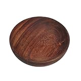 SHINEOFI Kleines Rundes Akazienholz Serviertablett mit Integrierter Sauce Schale Vielseitiges Holzteller für Vorspeisen Snacks und Desserts Elegantes Deko Tablett für Tisch und Party