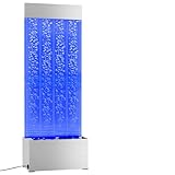 vidaXL Wassersäule Säulenleuchte Wasserfall Sprudelsäule Lichtsäule Sprudelwand Wasserwand Blasensäule mit RGB LEDs Edelstahl Acryl 110cm