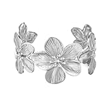 FDEETY Damenarmbänder Personalisierte Blumenarmbänder Strand Urlaubsschmuck Nische Offene Armbänder Accessoires Zwei Farben Erhältlich Modisch und Vielseitig（Silber）