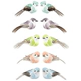 Ideen mit Herz Deko-Federvögel | künstliche Vögel | 5 cm x 2,4 cm x 2,3 cm | 5 Farben | 10 Stück