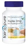 Fair & Pure® - Kupfer Tabletten 2mg - 90 Tabletten - Kupfergluconat - vegan - ohne Magnesiumstearat
