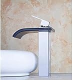 Wasserfall-Badezimmer-Waschtischarmatur aus schwarzem Glas