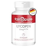 Fair & Pure Lycopin 20mg, 60 Kapseln, Carotinoid aus Tomatenextrakt, veganes Nahrungsergänzungsmittel ohne Zusätze, in Deutschland hergestellt