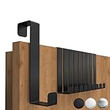 4smile Türhaken zum Einhängen - 10er Set solide Kleiderhaken Tür - Einzeln verwendbare Haken zum Einhängen, formstabile Türhakenleiste, universelle Türgarderobe, Fb. Schwarz