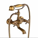 Badewannenarmatur Wannenarmatur,Retro Bronze Handbrause in Telefonform und Schwallauslauf 2-Griff-Armatur 12 * 28cm Bad-Brausegarnitur für Häuser, Bäder, Hotels