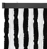 Arsvita Insektenschutzvorhang 120x220 cm (Breite x Länge) Flauschvorhang in 'Schwarz & Weiß' für Camping, Terrasse, Pavillon oder Balkontür, Fadengardine Ø4cm