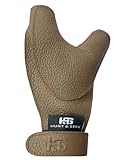 Hunt & Seek Handschutz für Bogenschießen, dickes Rindsleder, für traditionelle, lange Recurve- und Compound-Bogen (Braun, Größe L, links)