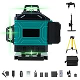 Candeon Grün Kreuzlinienlaser, 4D 16 Linien Laser Wasserwaage Nivellierlaser linienlaser kreuzlaser Vertikale Horizontale Baulaser mit Stativ, 2 x Batterie, selbstnivellierend
