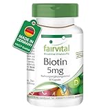 Fairvital | Biotin 5mg - 90 Kapseln - mit 5000mcg Vitamin B7 pro Kapsel - HOCHDOSIERT - laktosefrei - VEGAN