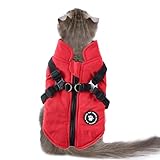 Gepolsterte Hundejacke – warme Hundeweste mit Reißverschluss und Geschirr, Wintermantel, warmer Reißverschluss für kaltes Wetter, für Welpen, Katzen, Spaziergänge, Wandern