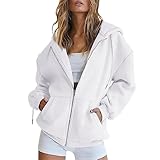 Generisch Damen Sport Oberteil Pullover Mit Kapuzen Freizeit Sweatshirt Leichte Kapuzenjacke Bequeme Sweatpullover Breite Freizeitjacke Zipper Sportjacke Weich Baumwolle Strickpullover Outdoor