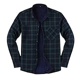 Herren Thermohemd Kariertes Flanellhemd Revers Winterjacke Fleecefutter Holzfällerhemd Dickes Arbeitshemd Outdoor Plüschjacke Fleecejacke Thermojacke, armee-grün, XL