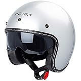 Motorrad Jet Helm Cafe Racer ECE 22-05 Sonnenblende Scooter Silber L