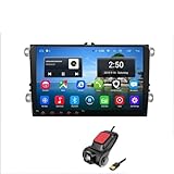 MUEOSI Auto Android 8.1 2 DIN Radio GPS Multimedia, für Octavia, Golf, 5 6, Touran, Passat, B6, Polo, Tiguan, Yeti Rapid, Bora Auto-Play-Bildschirm (4G SIM DVR)