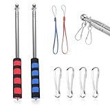 FreeSkill 2 Stück Teleskop Fahnenstange, Teleskop Fahnenmast Set, 2M Handheld Fahnenstange Fahnenmast, Edelstahl Fahnenmast Tragbarer, Fahnenstange Ausziehbar für Reise Camping Reiseleiter Lehrer