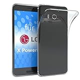 EAZY CASE Hülle kompatibel mit LG X Power 3 Schutzhülle Silikon, Ultra dünn, Slimcover, Handyhülle, Silikonhülle, Backcover, Durchsichtig, Klar Transparent