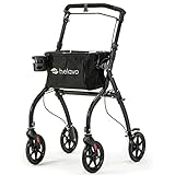 HELAVO schmaler Rollator für die Wohnung - Leichter und faltbarer Wohnungsrollator mit Tablett