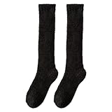 LZPCarra Strümpfe Halter Damen für Damen, warme kniehohe Socken, lange, gemütliche Thermo-Damensocken, flauschige, dicke, weiche Socken für Damen und Mädchen, Strapsgürtel Breit Und (Black, One Size)