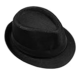 keland Fedora Trilby Hut Sommer Strohhut Panamahüte für Damen Herren (Schwarz)
