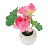 Uonlytech Lotus Topflicht Dekorationen für den Schreibtisch Blumendekorationen bedside lamp bettlampe klemmleuchte tischlampe Schreibtischzubehör Lampe für Schlafzimmer Keramik Rosa